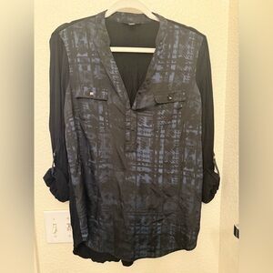 Rock & Republic Black and Navy Patterned Blouse
